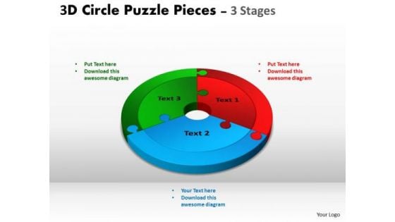 Business Diagram 3d Circle Puzzle Diagram 3 Templates Stages Slide Layout Sales Diagram