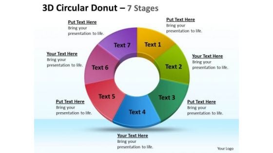 Business Diagram 3d Circular Donut 7 Circular Stages Sales Diagram