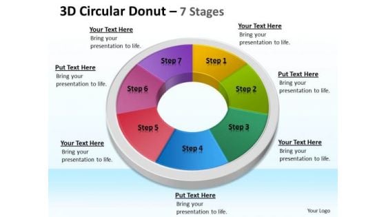 Business Diagram 3d Circular Donut 7 Stages Circular Consulting Diagram