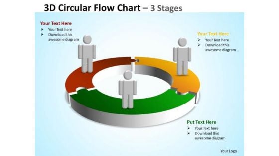 Business Diagram 3d Circular Flow Diagram Chart 3 Stages Marketing Diagram