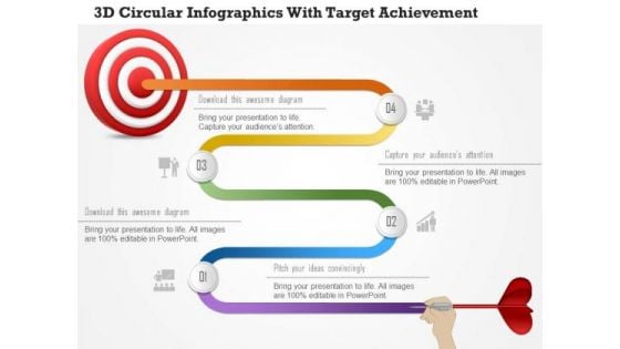 Business Diagram 3d Circular Infographics With Target Achievement PowerPoint Template