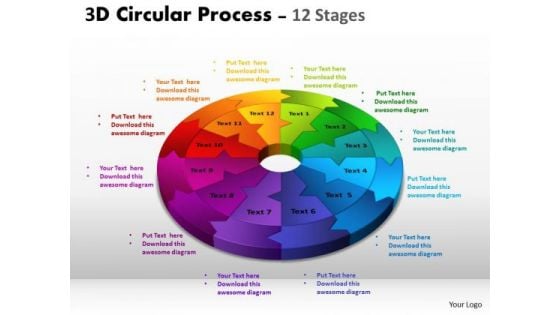 Business Diagram 3d Circular Process Cycle Diagram Chart 12 Stages Design Strategic Management