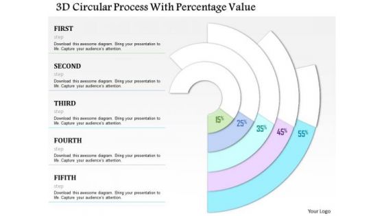 Business Diagram 3d Circular Process With Percentage Value Presentation Template