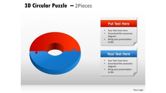 Business Diagram 3d Circular Puzzle 2 Pieces Strategic Management