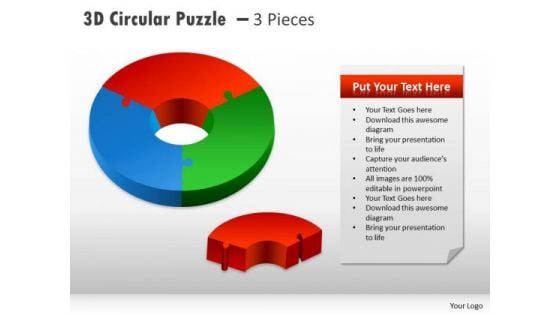 Business Diagram 3d Circular Puzzle With Pieces 3 Consulting Diagram