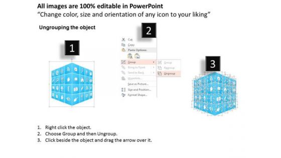 Business Diagram 3d Cube Icon For Internet Applications Presentation Template