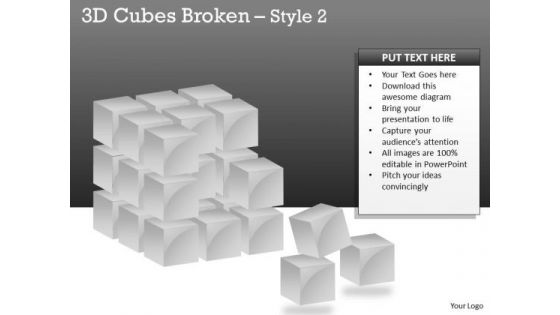 Business Diagram 3d Cubes Broken Style Business Cycle Diagram