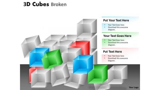 Business Diagram 3d Cubes Broken Style Sales Diagram