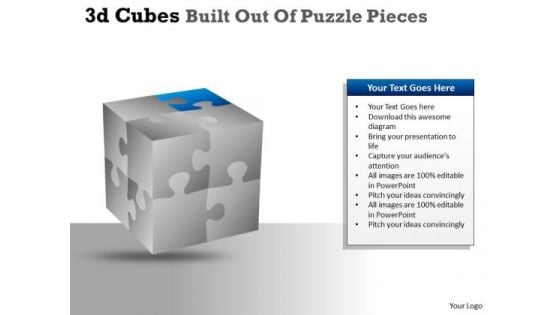 Business Diagram 3d Cubes Built Out Of Puzzle Pieces Mba Models And Frameworks