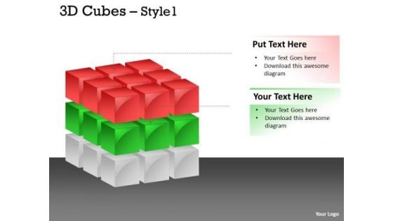 Business Diagram 3d Cubes Colorful Style Sales Diagram