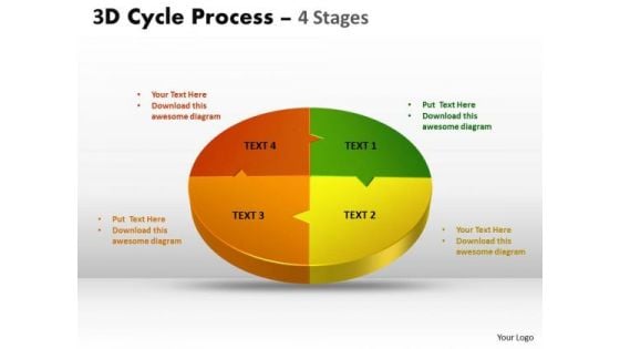 Business Diagram 3d Cycle Process Flow Chart 4 Stages Sales Diagram