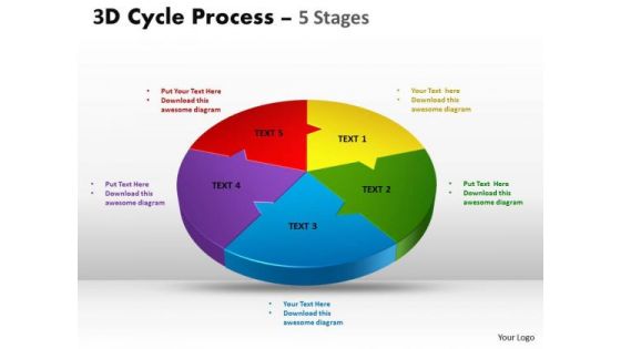 Business Diagram 3d Cycle Process Flow Chart 5 Stages Sales Diagram