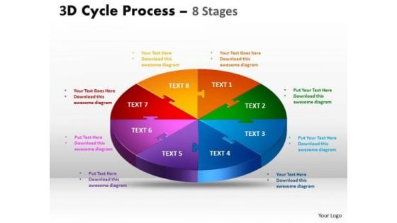 Business Diagram 3d Cycle Process Flow Chart 8 Stages Sales Diagram