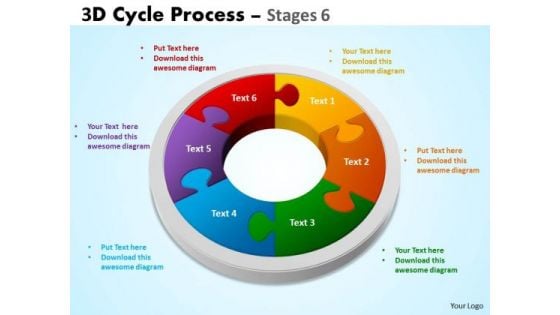 Business Diagram 3d Cycle Process Flowchart Stages 6 Sales Diagram