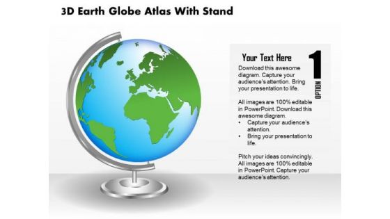 Business Diagram 3d Earth Globe Atlas With Stand Presentation Template