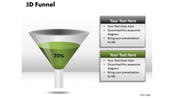 Business Diagram 3d Funnel Diagram Representing 70 Percent Strategic Management