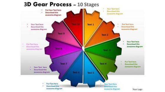 Business Diagram 3d Gear Process 10 Stages Strategy Diagram