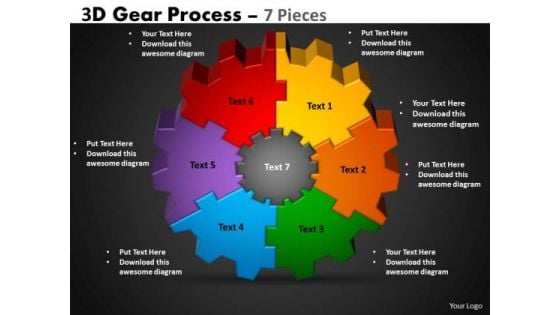 Business Diagram 3d Gear Process 7 Pieces Business Cycle Diagram