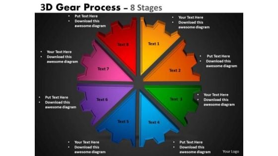 Business Diagram 3d Gear Process 8 Stages Strategy Diagram