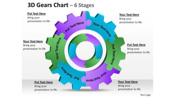 Business Diagram 3d Gears Chart 6 Stages Business Framework Model