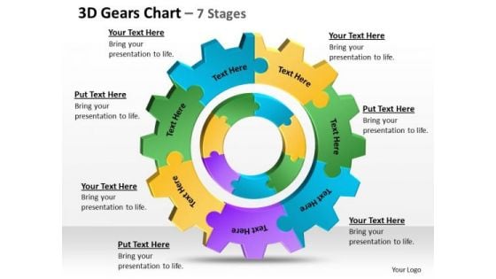 Business Diagram 3d Gears Chart 7 Stages 1 Strategy Diagram