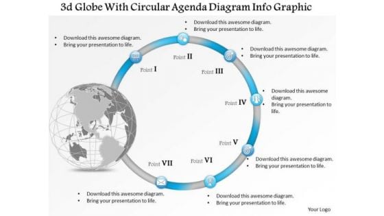 Business Diagram 3d Globe With Circular Agenda Diagram Info Graphic Presentation Template