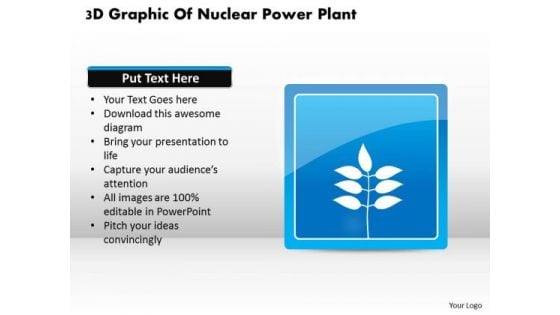Business Diagram 3d Graphic Of Nuclear Power Plant Presentation Template