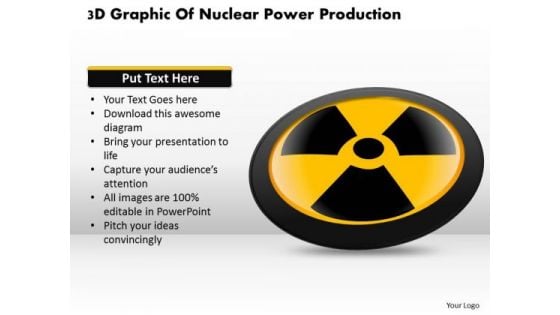 Business Diagram 3d Graphic Of Nuclear Power Production Presentation Template