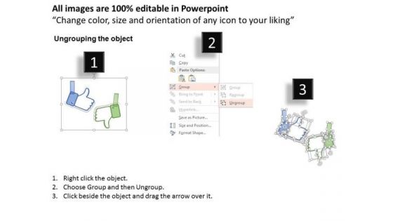 Business Diagram 3d Hand Icons And Thumb For Text Representation PowerPoint Template