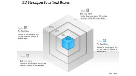 Business Diagram 3d Hexagon Four Text Boxes PowerPoint Template