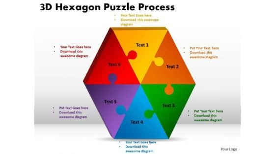 Business Diagram 3d Hexagon Puzzle Diagram Process 6 Consulting Diagram