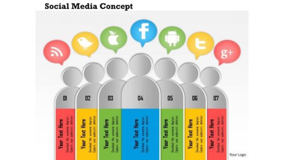 Business Diagram 3d Human Icons For Social Media Concept Presentation Template