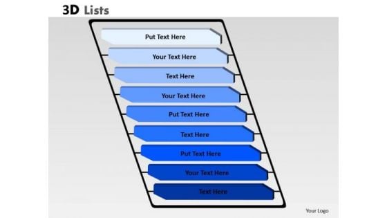 Business Diagram 3d List 9 Points Marketing Diagram