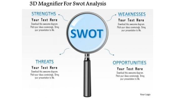 Business Diagram 3d Magnifier For Swot Analysis Presentation Template