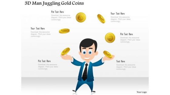 Business Diagram 3d Man Juggling Gold Coins Presentation Template