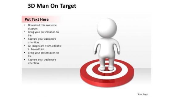 Business Diagram 3d Man On Target PowerPoint Templates