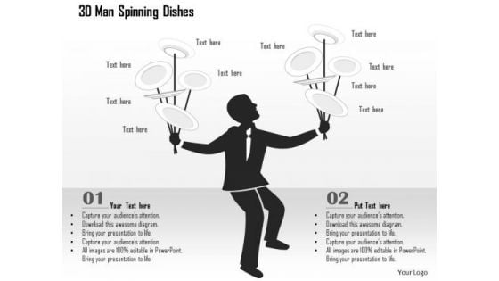 Business Diagram 3d Man Spinning Dishes Presentation Template