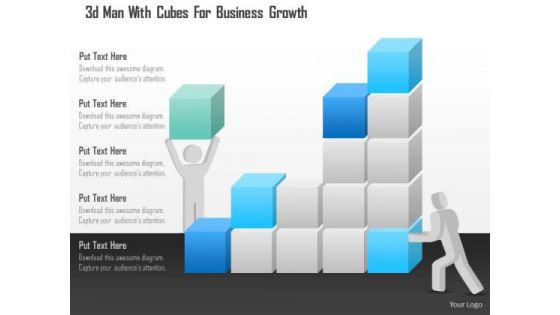 Business Diagram 3d Man With Cubes For Business Growth Presentation Template