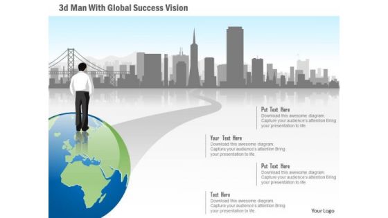 Business Diagram 3d Man With Global Success Vision Presentation Template