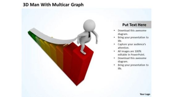 Business Diagram 3d Man With Multicolor Graph PowerPoint Templates