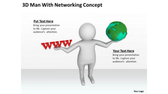 Business Diagram 3d Man With Networking Concept PowerPoint Templates