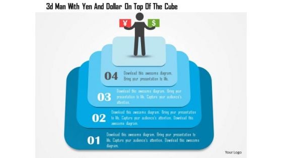 Business Diagram 3d Man With Yen And Dollar On Top Of The Cube Presentation Template Business Diagram 3d Man With Yen And Dollar On Top Of The Cube Presentation Template