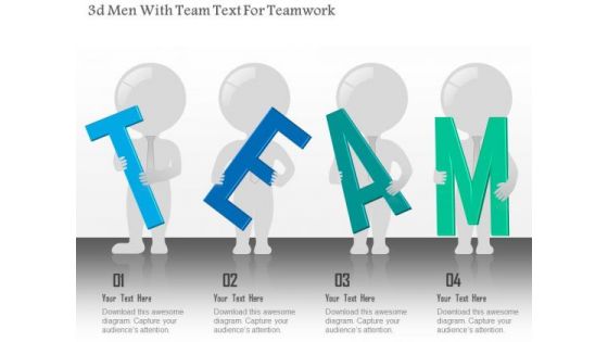 Business Diagram 3d Men With Team Text For Teamwork Presentation Template