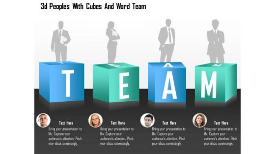 Business Diagram 3d Peoples With Cubes And Word Team Presentation Template