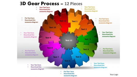 Business Diagram 3d Process 12 Pieces Style Marketing Diagram