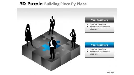 Business Diagram 3d Puzzle Building Piece By Piece Business Finance Strategy Development
