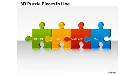 Business Diagram 3d Puzzle Pieces In Line Marketing Diagram