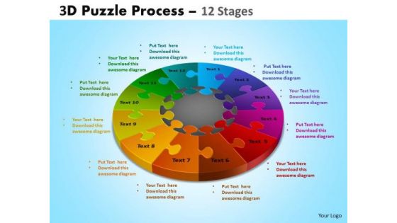 Business Diagram 3d Puzzle Process Diagram 12 Stages Business Cycle Diagram