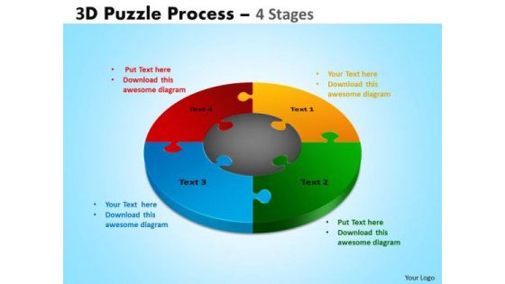 Business Diagram 3d Puzzle Process Diagram 4 Stages Sales Diagram