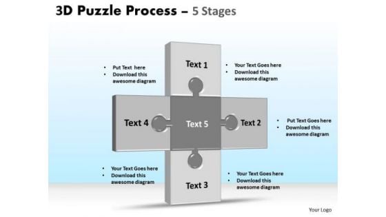 Business Diagram 3d Puzzle Process Stages 5 Sales Diagram